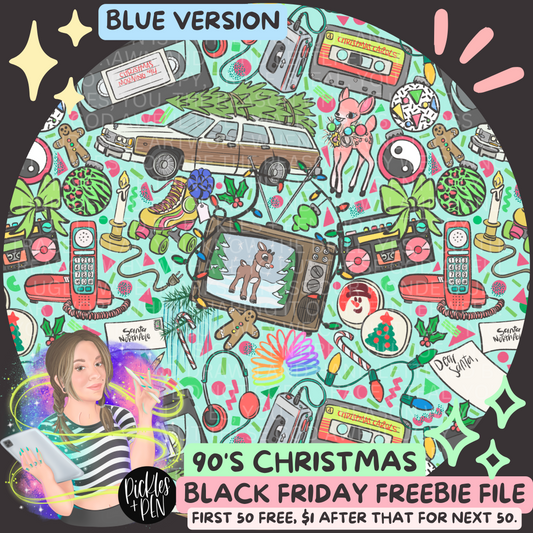 90's Christmas Seamless Pattern Design - BLUE VERSION - Black Friday Freebie File! [limited to 50 freebies]