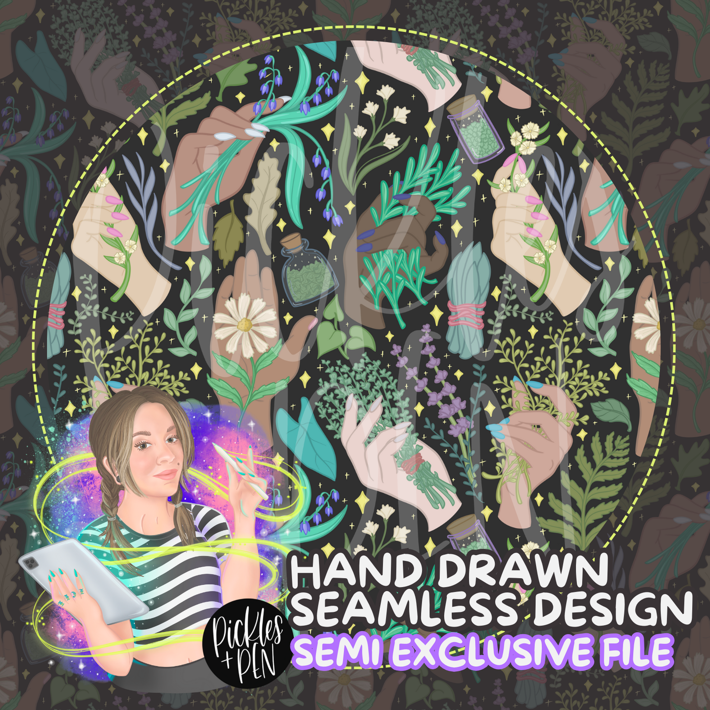 Green Magic Plant Hands SEAMLESS - With SEMI EXCLUSIVE LICENSE - SOLD OUT