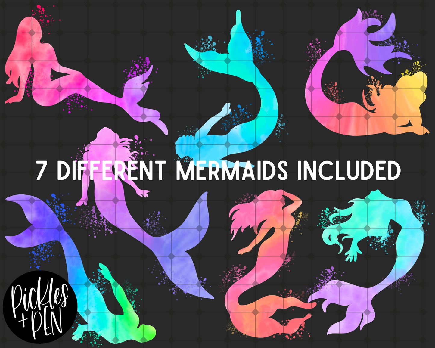 Watercolor Mermaids Clipart Set