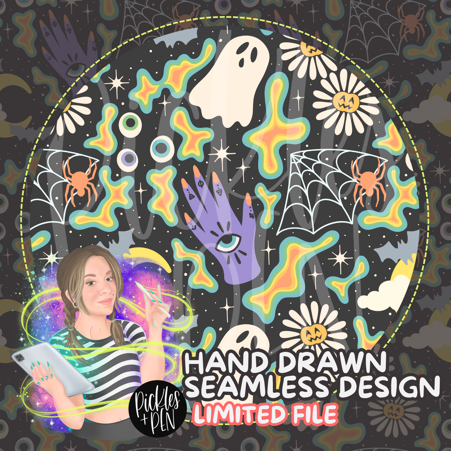 Doodle-y Halloween Hand Drawn Seamless Pattern Design [LIMITED]