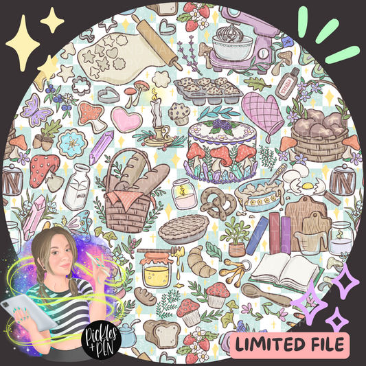 Forest Foodies: Baking Edition Seamless Design - Checkered Background - [LIMITED]