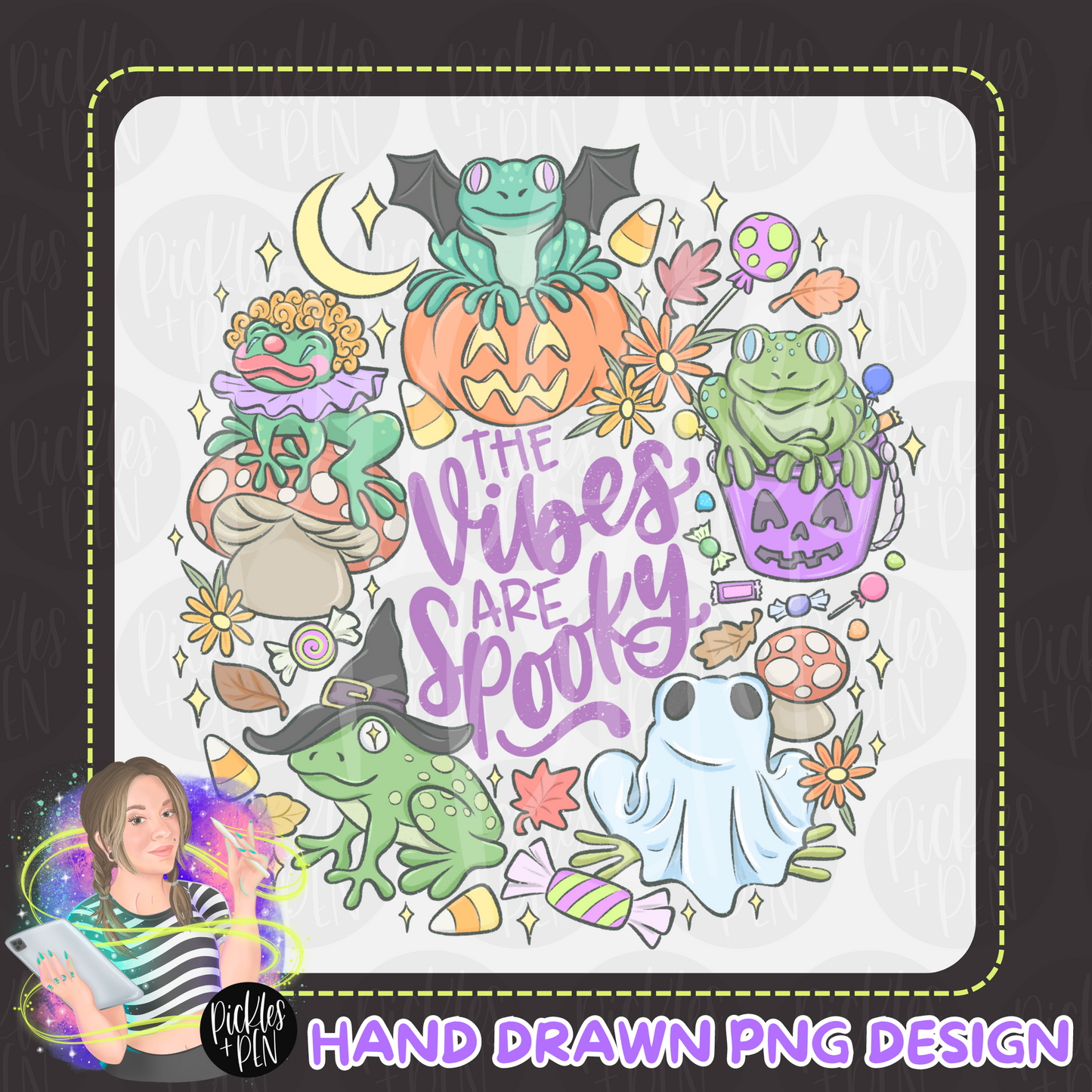 The Vibes Are Spooky - Halloween Frogs PNG - [LIMITED]