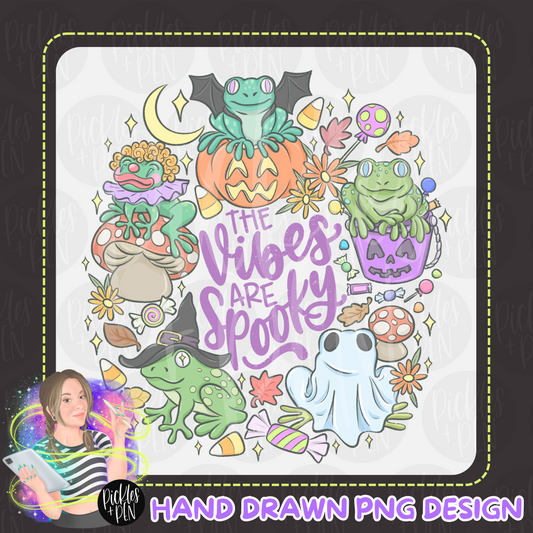 The Vibes Are Spooky - Halloween Frogs PNG - [LIMITED]