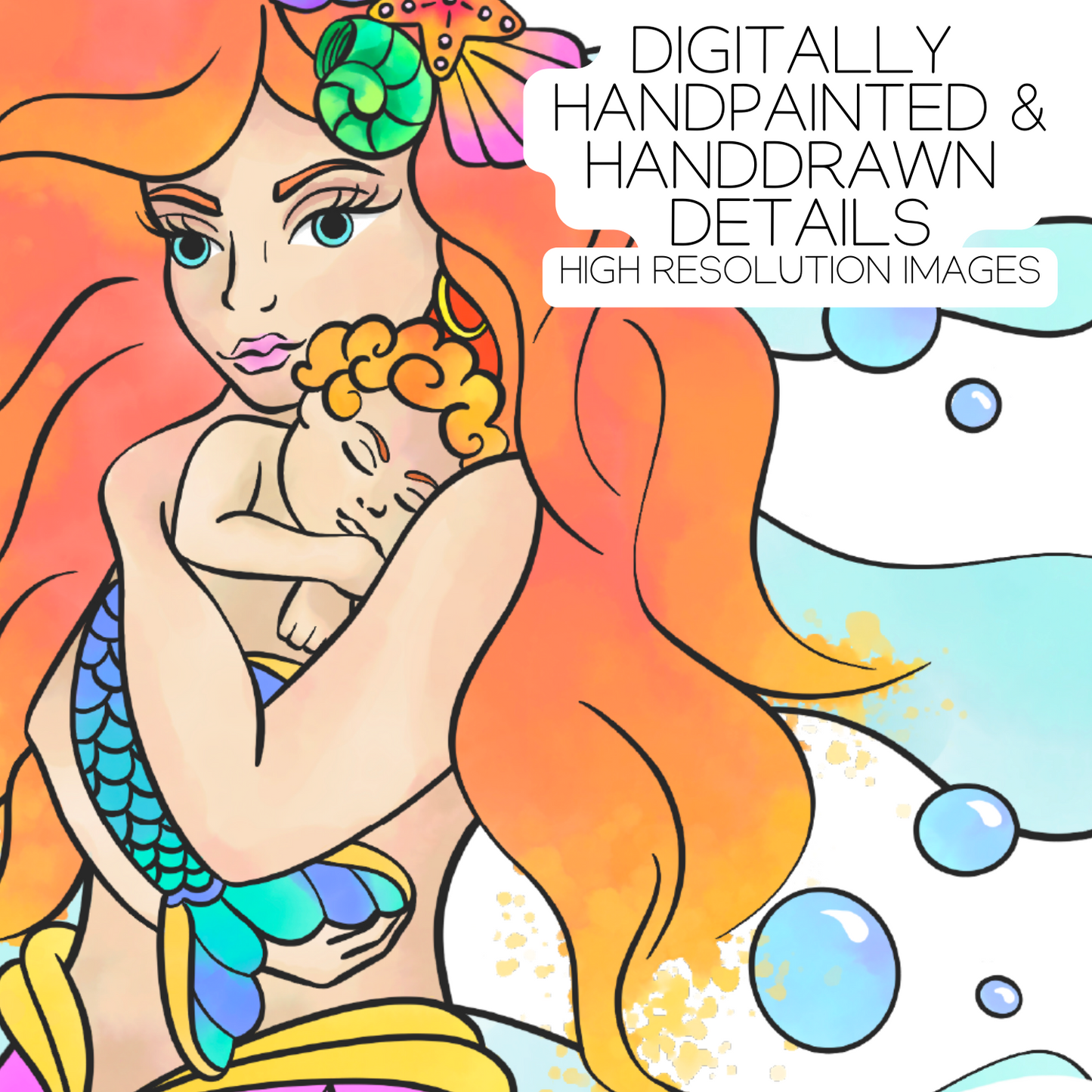 Mermaid Momma - Hand Drawn Digital Design - [UNLIMITED]