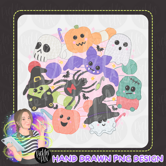 PINK Cute Crochet Halloween Plushie PNG Design [LIMITED]