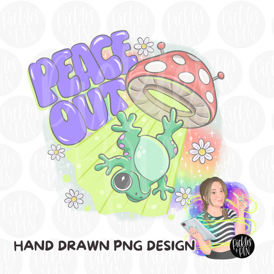 RAINBOW Peace Out Frog PNG - [LIMITED]