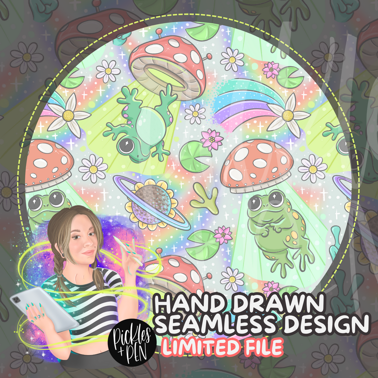 RAINBOW UFO Frogs - Seamless Design (Coord available) - [LIMITED]