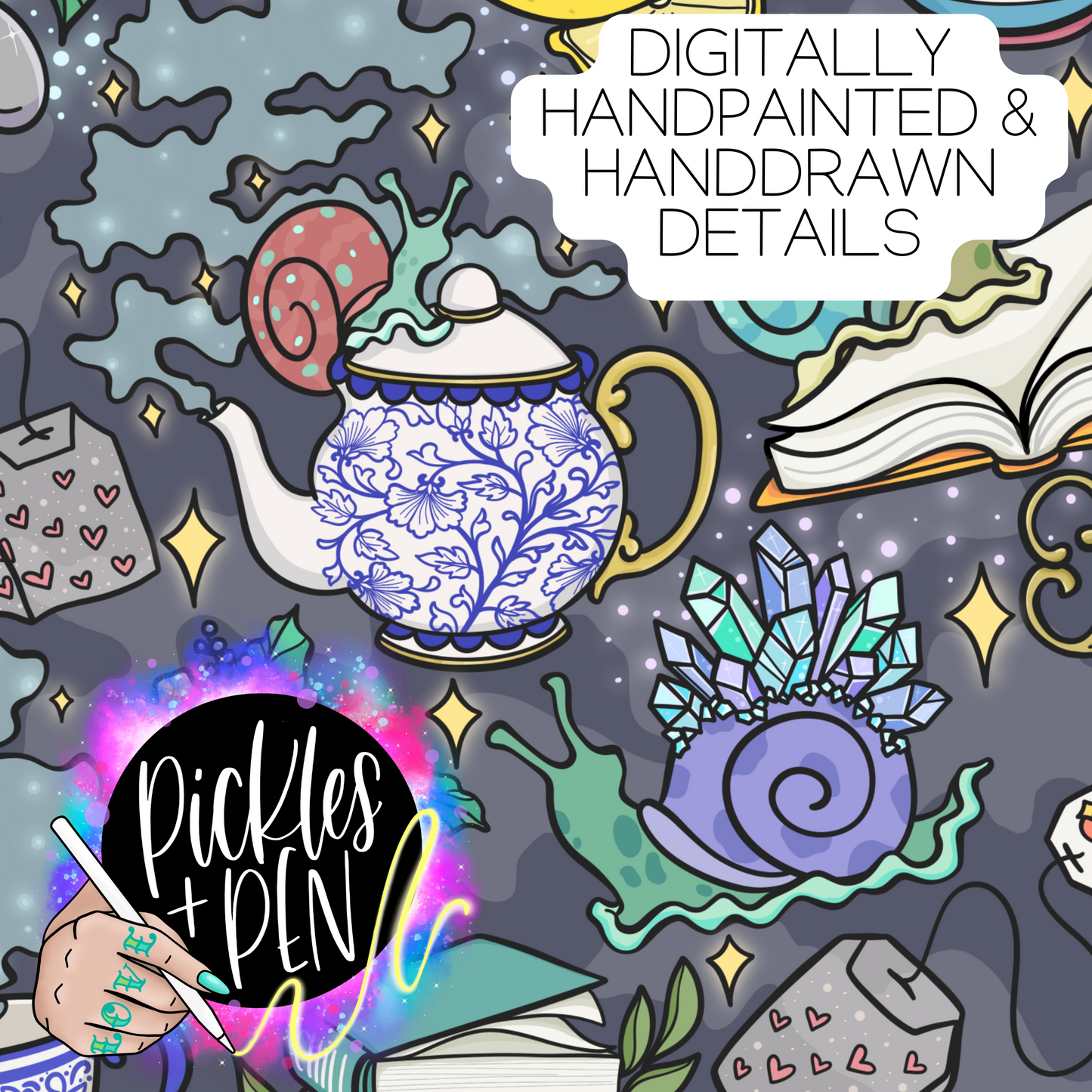 FINAL RESTOCK! "Slow Down" - Snails, Books and Tea Seamless Pattern Design [LIMITED]