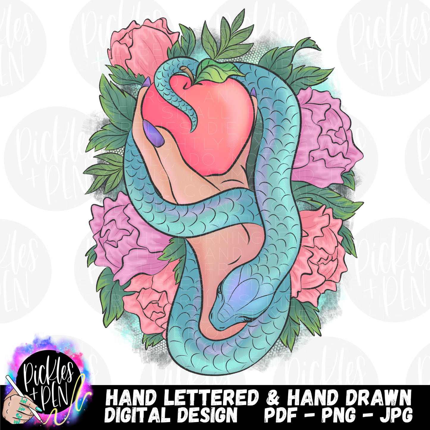 Snake Apple Hand Hand Drawn PNG Design [LIMITED]