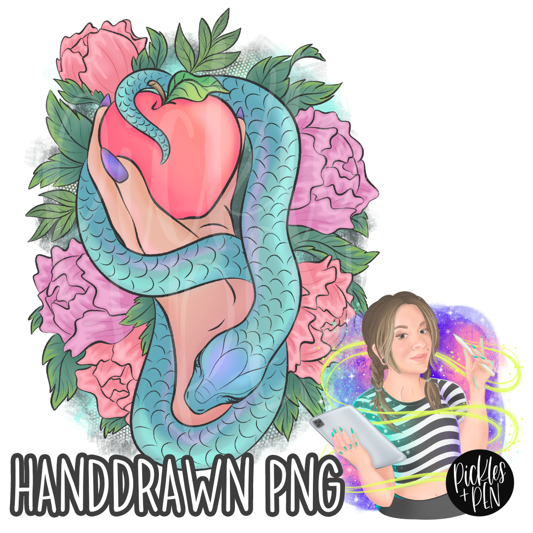 Snake Apple Hand Hand Drawn PNG Design [LIMITED]