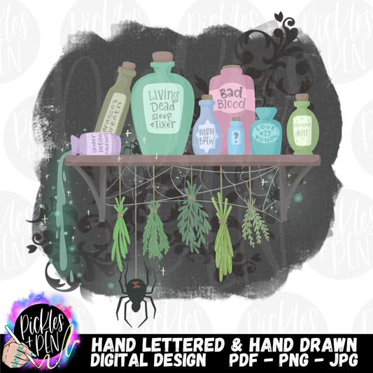 Potions x Spiders Hand Drawn PNG Design