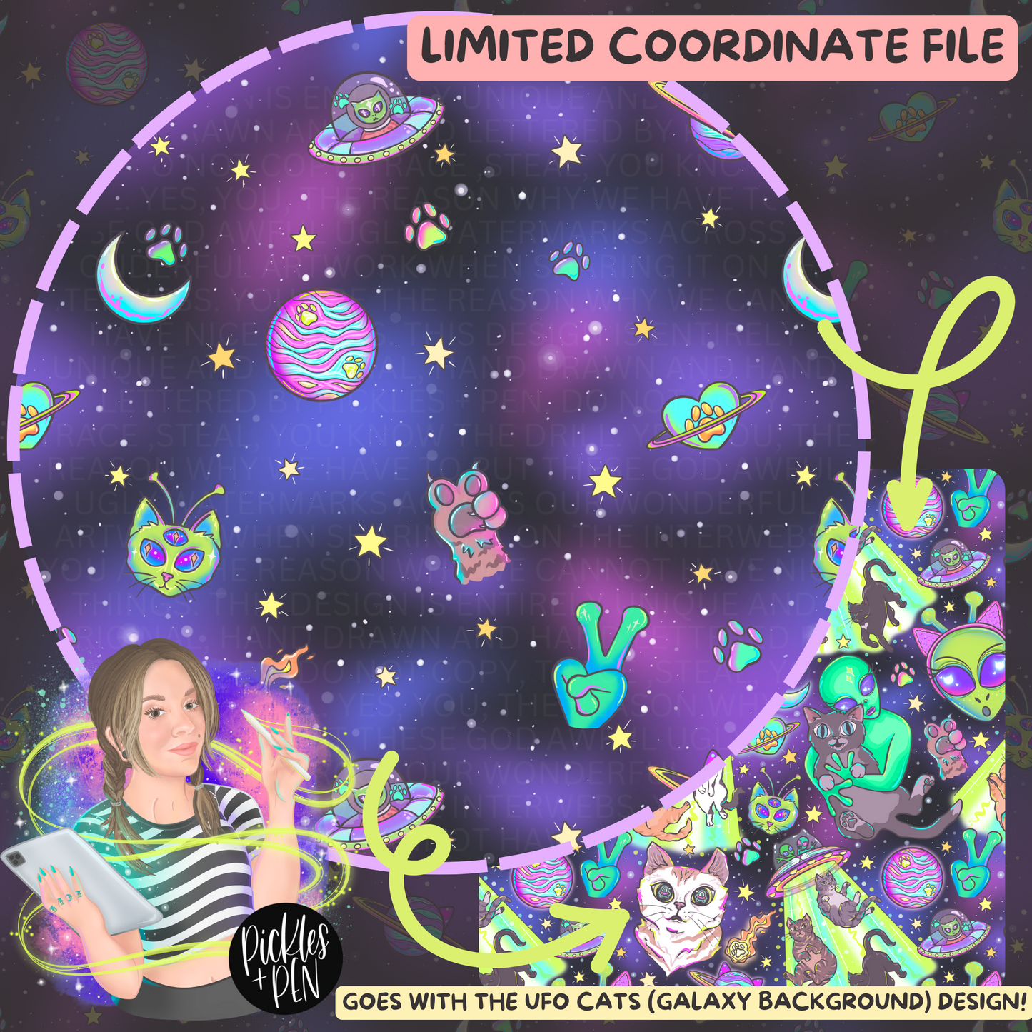 Kitty UFO Seamless File - GALAXY Background - [LIMITED]