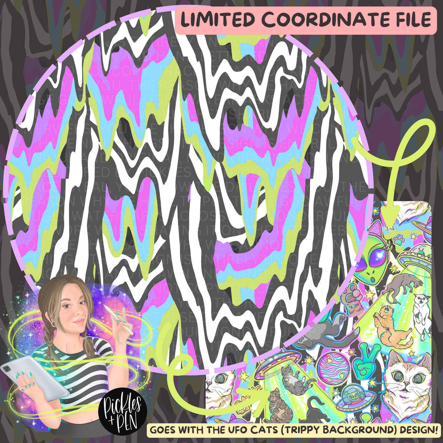 Kitty UFO Seamless File - TRIPPY DRIPPY Background - [LIMITED]