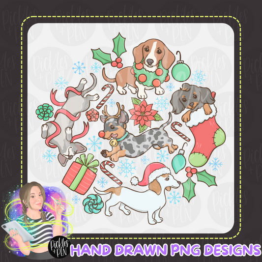 "Christmas Dachshunds" PNGs (3 Choices + Bundle Option) [LIMITED]