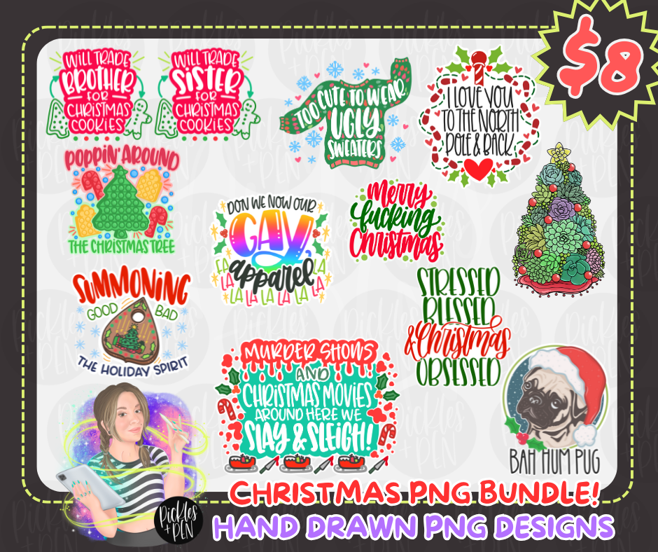 BUNDLE Hand Lettered Christmas PNG [UNLIMITED]