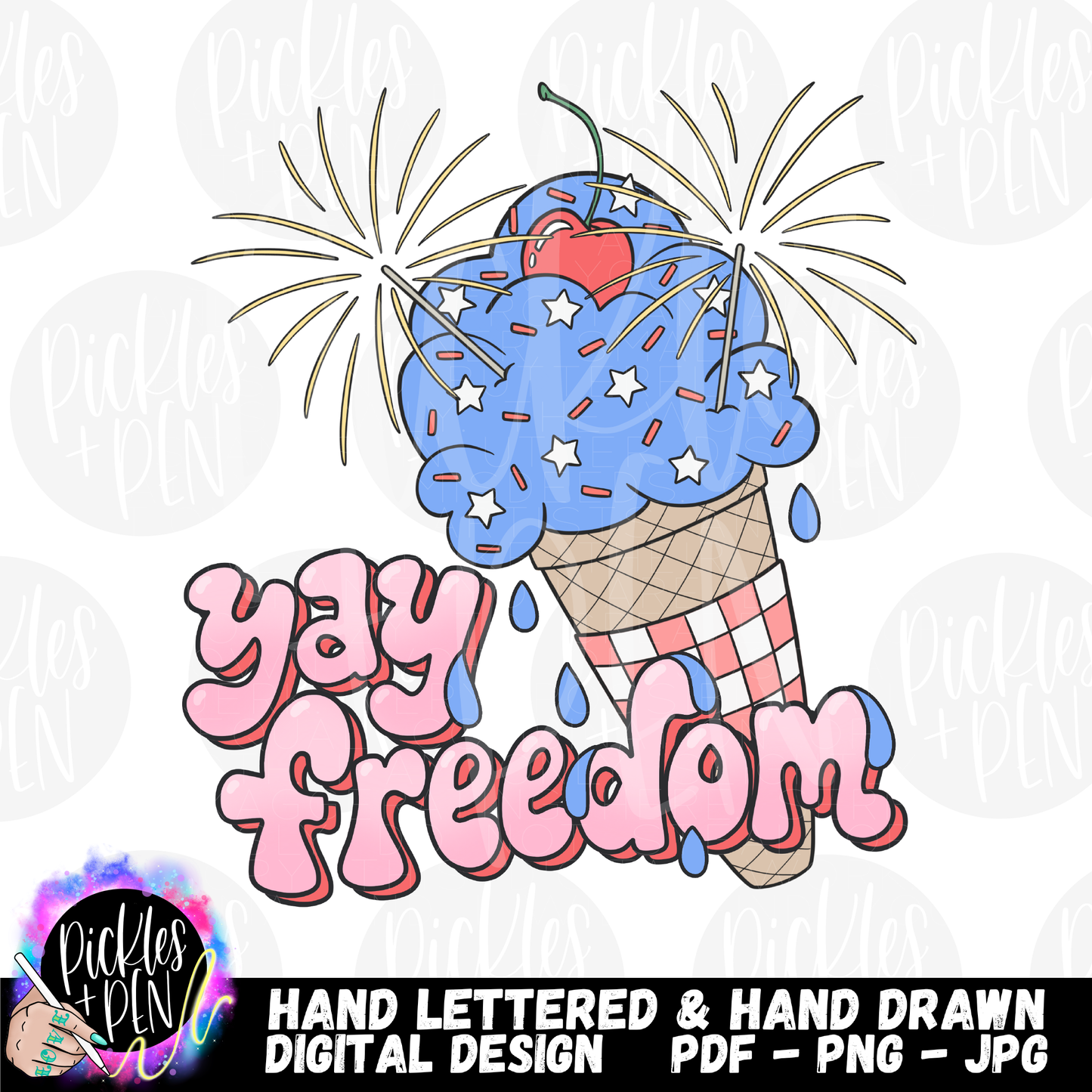 Yay Freedom Patriotic Ice Cream Cone - [UNLIMITED]