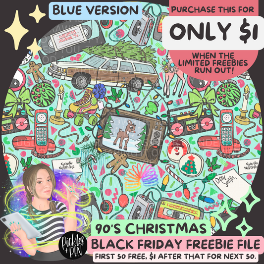 90's Christmas Seamless Pattern [BLUE VERSION] - Black Friday and Cyber Monday SUPER SALE - ONLY $1