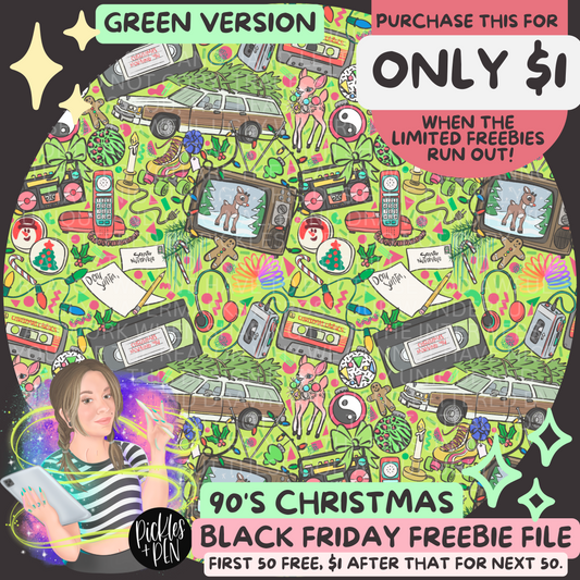 90's Christmas Seamless Pattern [GREEN VERSION] - Black Friday and Cyber Monday SUPER SALE - ONLY $1