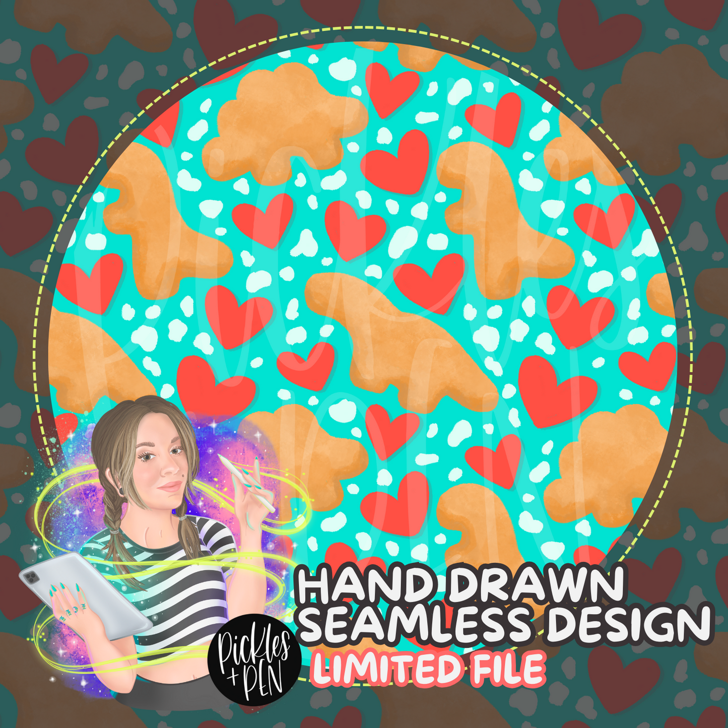 Dino Nugget Love Seamless Pattern - [UNLIMITED]