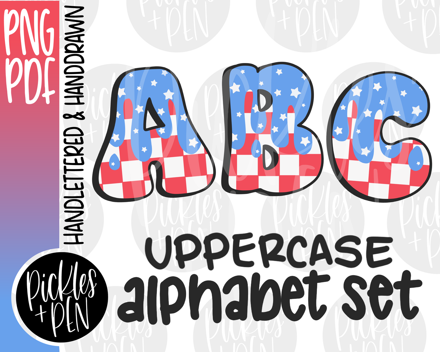 Stars And Checkers Uppercase Alphabet Set